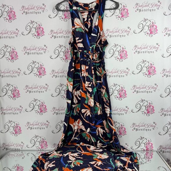 Japna dress Floral Maxi Dress multicolor orange navy white summer - Picture 1 of 7